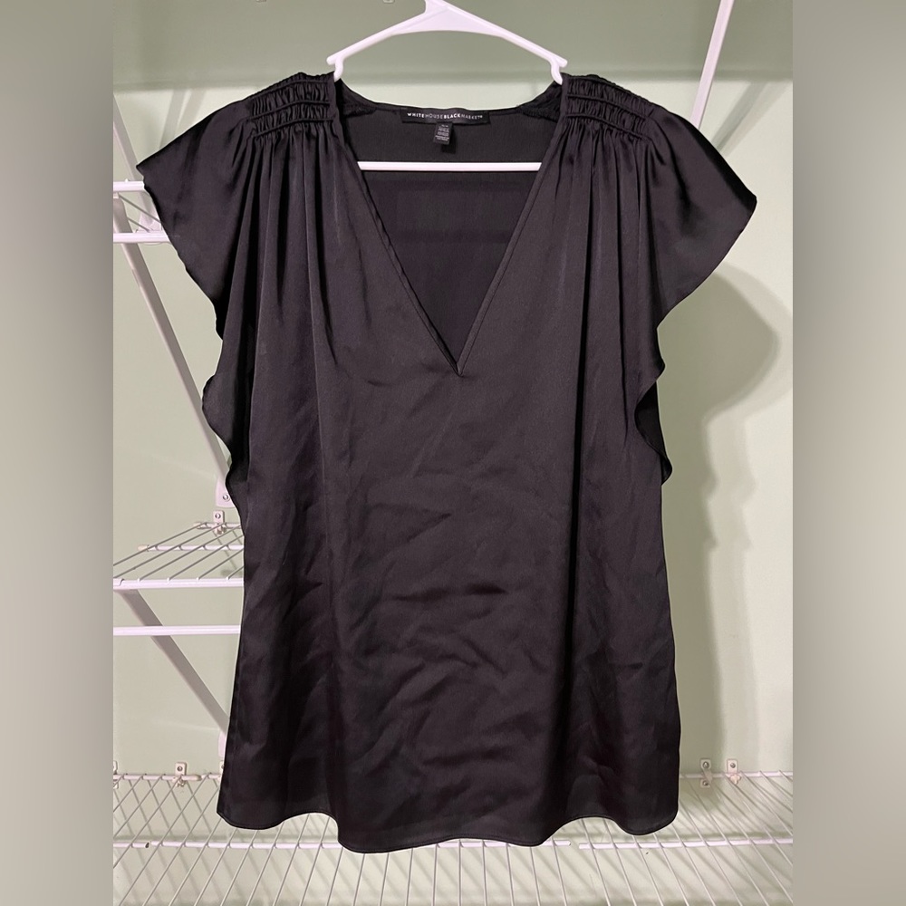 Solid Black Flutter Sleeve Blouse - image 1